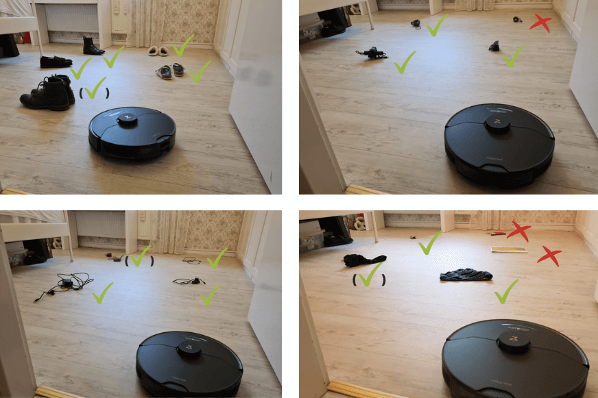 Die Testergebnisse der Objekterkennung des Roborock S7 MaxV werden übersichtlich dargestellt